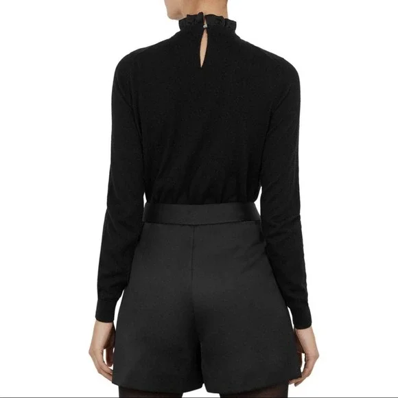 Ted Baker Paygeei Ruffle Lace Pullover Sweater sz 4/L - Picture 2 of 12
